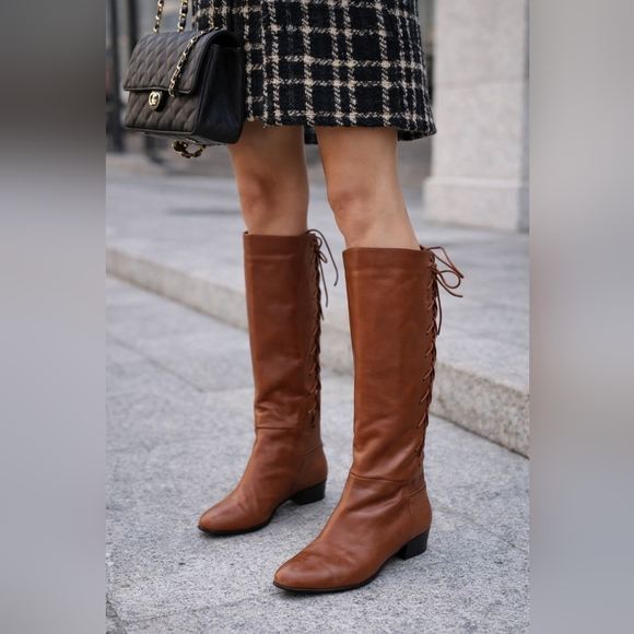 Susini Shoes - Elegant Brown Leather Knee-High Boots.made In Itali.7 W.